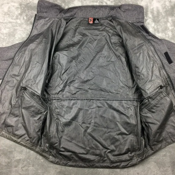 Chrome Industries Jacket Mens Large Utility Rain Stowaway Hood Grey Vents - Picture 12 of 16